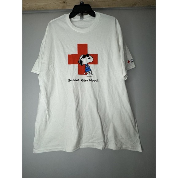 Authentic Be Cool Give Blood Snoopy Red Cross Limited Edition Joe Cool T-shirt - Picture 1 of 6